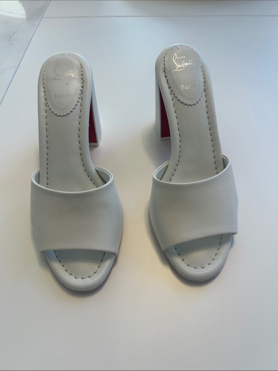 Christian Louboutin Shoes - Christian Louboutin White Slide Mules with Signature Red Sole